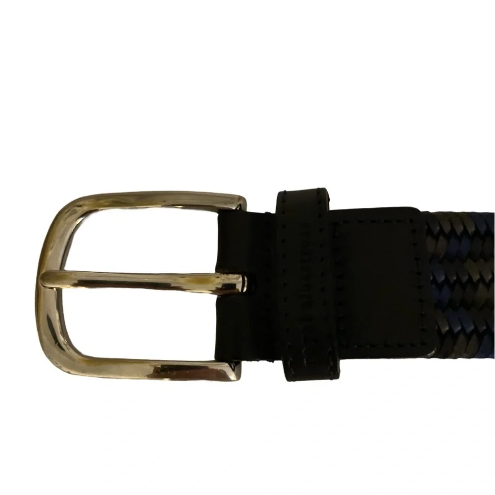 Royal Albatross Woven Golf Belt - S gray .  Blue black , leather woven,silver